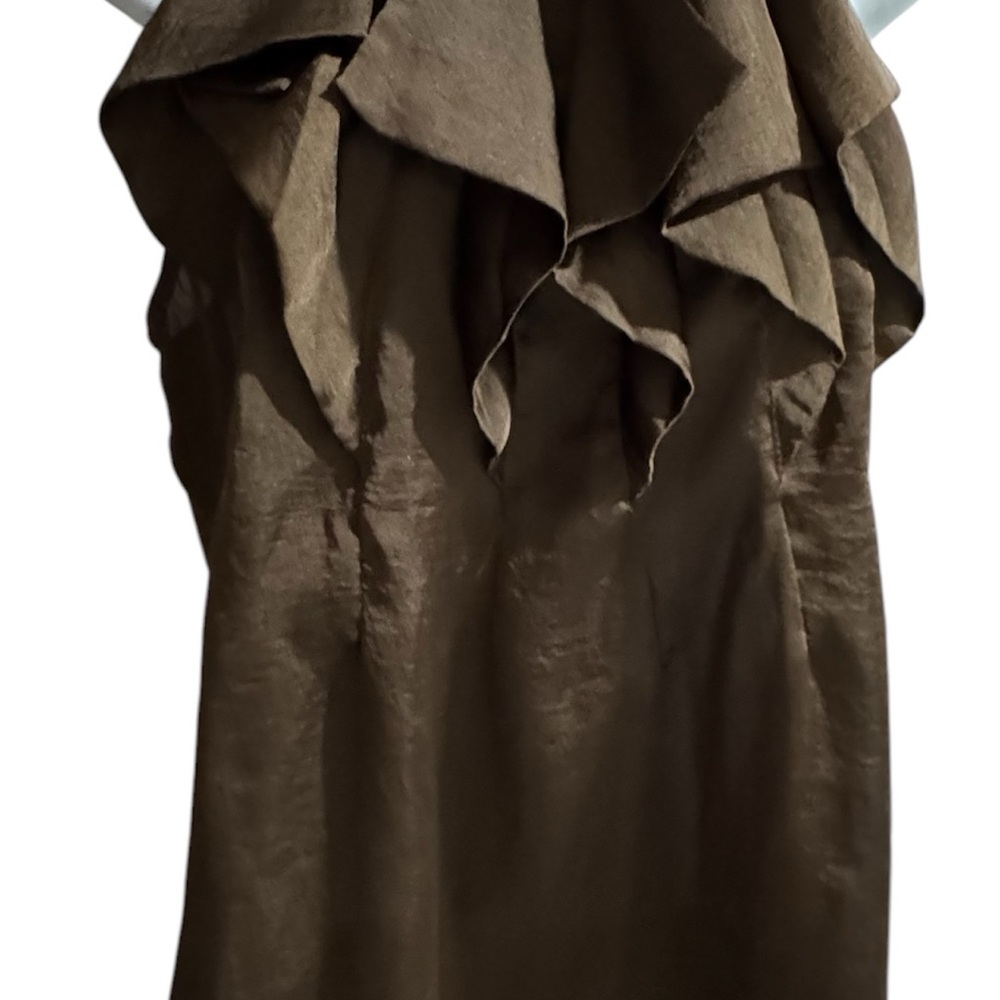 Brown Ruffled Sleeveless Blouse - Size L